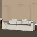 Modern Living Room With Beige Walls Decorative Moldings And White Sectional Sofa With Throw Pillows