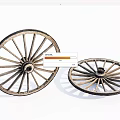 Two Vintage Wooden Wheels With Classic Spokes And Retro Design Structure