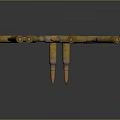 Golden Metallic Bullets Scattered On Dark Background With Multiple Shapes And Angles