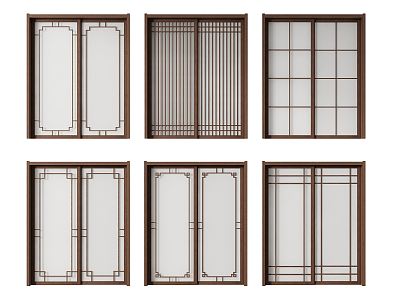 New Chinese-style sliding door 3d model