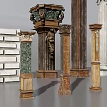 Various Roman Columns With Different Architectural Styles And Carved Details 3d model