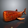 Realistic Wooden Whale Model Featuring Polished Surface And Natural Wood Texture
