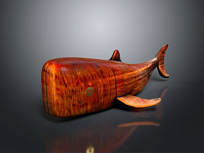 Realistic Wooden Whale Model Featuring Polished Surface And Natural Wood Texture 3d model