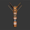 Futuristic Orange Spaceship With Multiple Thrusters And Aerodynamic Design For Cosmic Travel