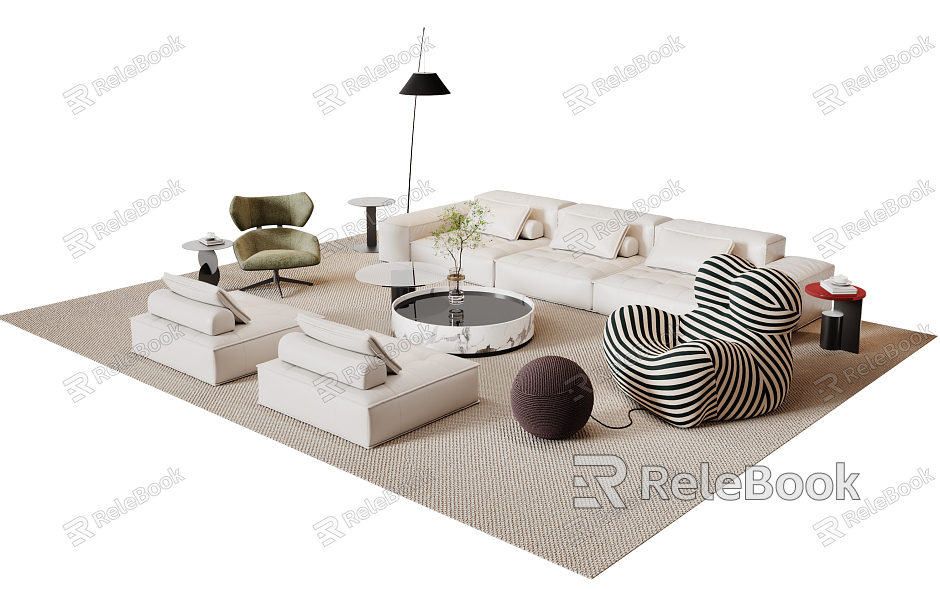 Modern sofa coffee table combination model