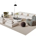 Modern sofa coffee table combination 3d model