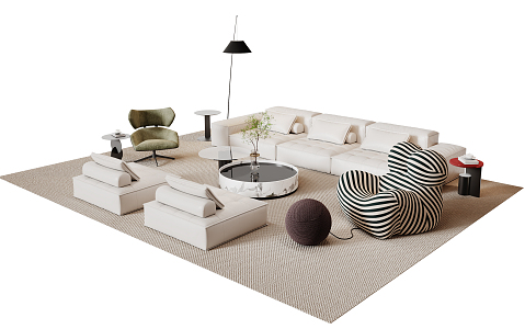 Modern sofa coffee table combination 3d model