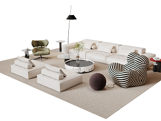 Modern sofa coffee table combination 3d model