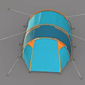 Blue Camping Tent With Orange Edges And Dome Design For Outdoor Use