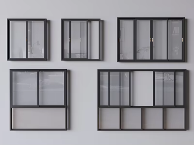 Broken bridge aluminum sliding window 3d model