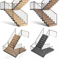 Modern Interior Staircase Design With Wooden Steps And Black Metal Railings