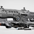Futuristic Black Tactical Rifle with Magazines Scopes and Military Weapon Accessories