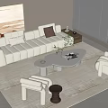 Quiet Sofa Coffee Table Combination Cream Sofa Coffee Table Combination 3d model