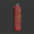 Red Textured Glass Bottle With Metallic Handle And Shiny Surface Design
