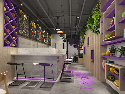 Industrial LOFT Milk Tea Shop Sweet Shop 3d model