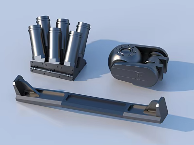 Mechanical Parts Featuring Cylindrical Components Chain Assembly And Metal Bracket 3d model