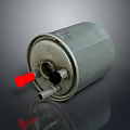 Automotive Fuel Filter With Metal Casing Red Knob And Inlet Outlet