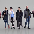 Group of Diverse People Standing In Different Poses With Various Outfits On Gray Background