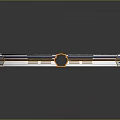Crossed Fabric Straps With Blue Horizontal Stripes And Orange Edge Trim Design