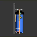 Dual Cartridge Water Filter System With Blue Cartridges Golden Pipes And Black Frame