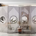 Metal Room Divider With Circular Dragon Carved Patterns For Modern Home Interior