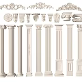 Various Styles Of Roman Columns With Decorative Capitals And Architectural Elements
