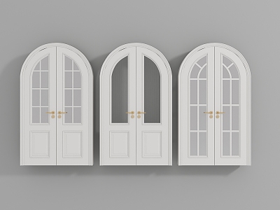 French double door curved glass double door combination 3d model