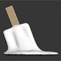 Melting White Creamy Ice Cream With Wooden Stick On Dark Background