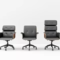 Stylish Modern Office Chairs With Leather Upholstery Wooden Arms And Rolling Wheels