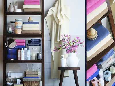 Bathroom Cabinet Shelf with Organized Towels Toiletries and Storage Solutions 3d model
