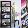 Bathroom Cabinet Shelf with Organized Towels Toiletries and Storage Solutions