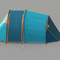 Blue Camping Tent With Orange Edges And Dome Design For Outdoor Use