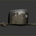 Traditional Earthenware Pot With Weathered White And Brown Surface On Mossy Mat