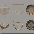 Handmade Woven Wall Decor with Macramé Hangings and Woven Plates on White Wall