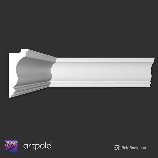 White Decorative Molding Component For Interior Decoration With Curved Design And Layered Details 3d model 