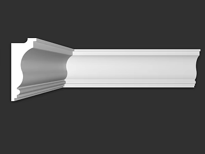 White Decorative Molding Component For Interior Decoration With Curved Design And Layered Details 3d model