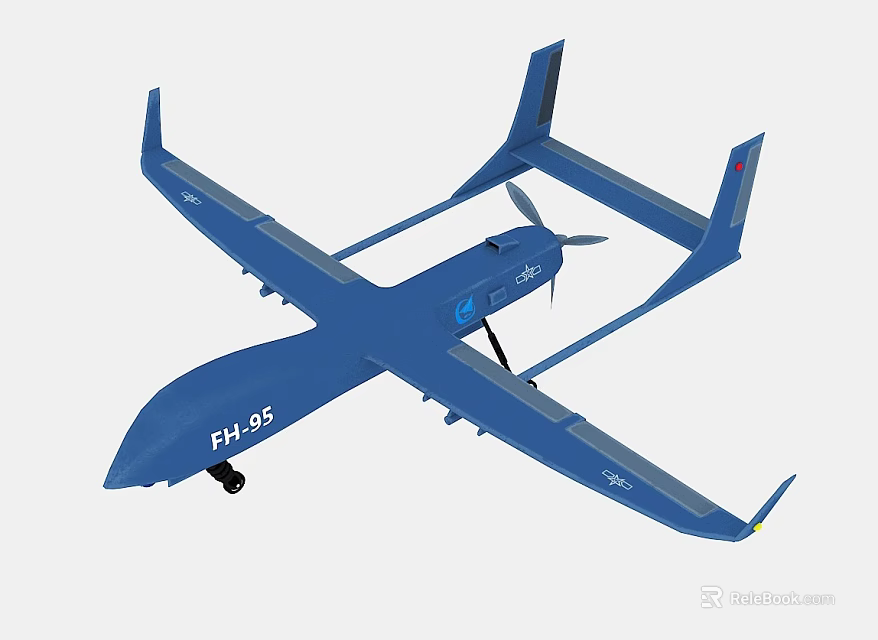 Blue FH 95 Drone With Aerodynamic Wing Structure And Propeller Design 3d model 