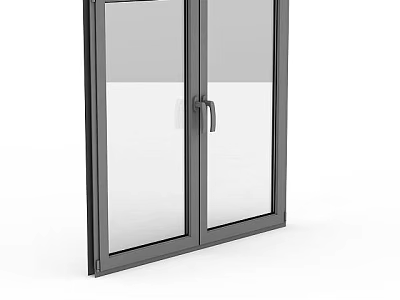 Modern Double Door Storage Cabinet With Glass Panels And Black Metal Frame Design 3d model