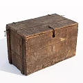 Old Vintage Rustic Wooden Trunk With Weathered Texture And Metal Clasps