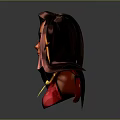 3D Female Character With Black Pink Hair Red Face Paint Red Outfit And Yellow Stars
