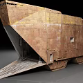 Weathered Rugged Functional Vehicle With Caterpillar Tracks Ramp Entry And Metallic Texture