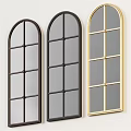 Modern Arched Full Length Mirror With Black And Gold Grid Frame Design