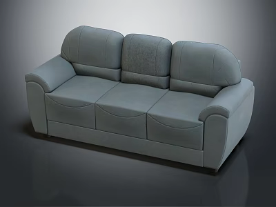 Light Gray Leather Modern Three Seater Sofa With Comfortable Backrest And Armrests 3d model