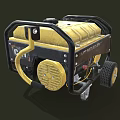 Yellow And Black Portable Generator With Wheels And Control Panel Design 3d model