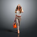 Stylish Women's Daily Accessories With Orange Handbag And Sunglasses