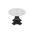 Round White Marble Top Dining Table With Classic Black Carved Legs 3d model