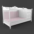 Classic White Baby Crib With Decorative Details Pink Mattress And Drawers