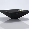 Modern Black Marble Coffee Table With Geometric Shape And Yellow Balls 3d model