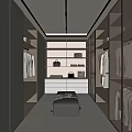 Modern Walk in Closet Interior With Built in Cabinets Hanging Rods LED Lighting And Mirrored Panels