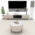 Modern Simple Round Table TV Cabinet Living Room Furniture Combination Beige 3d model